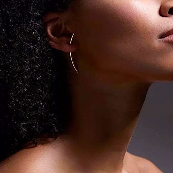 Silver Horn Spiked Earrings Punk Minimalist Fashion Unique Creative Handmade - Picture 3 of 11